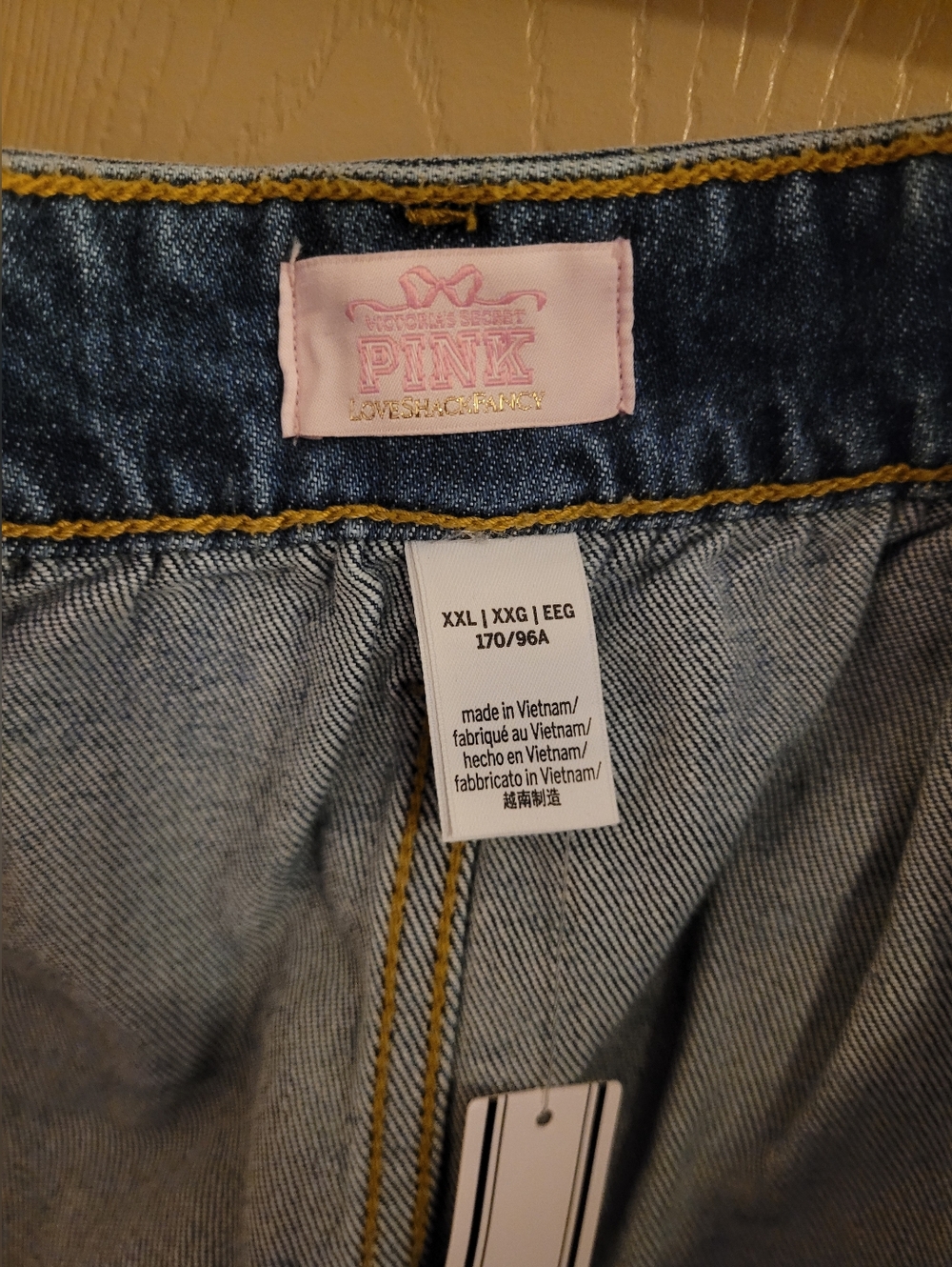 Victoria's Secret Pink × Loveshackfancy Micro Mini Bow Denim Skirt XXL NWT - Picture 6 of 9